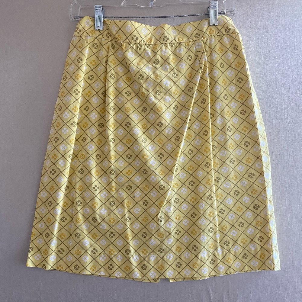 Vintage 1960s Yellow Alternating Geometric Pattern Skirt